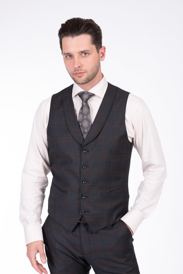 Károvaná strečová vesta V pohodlném střihu Károvaná strečová vesta V pohodlném střihu