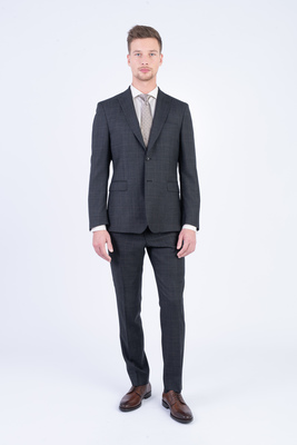 Károvaný strečový oblek V pohodlném střihu Károvaný strečový oblek V pohodlném střihu