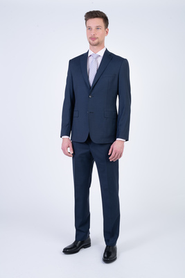 Modrý oblek z merino vlny Ve volném střihu Modrý oblek z merino vlny Ve volném střihu