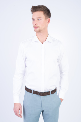 Satin stretch společenská košile V přiléhavém střihu