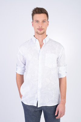 Lněná košile se vzorem Ve volném střihu