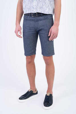 Bavlněné šortky se lnem V přiléhavém střihu