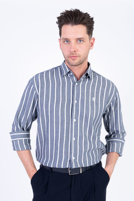 Bavlněná košile s lineárním vzorem Ve volném střihu