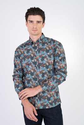 Bavlněná košile se vzorem V pohodlném střihu Bavlněná košile se vzorem V pohodlném střihu