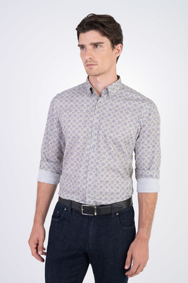 Bavlněná košile se vzorem V pohodlném střihu Bavlněná košile se vzorem V pohodlném střihu