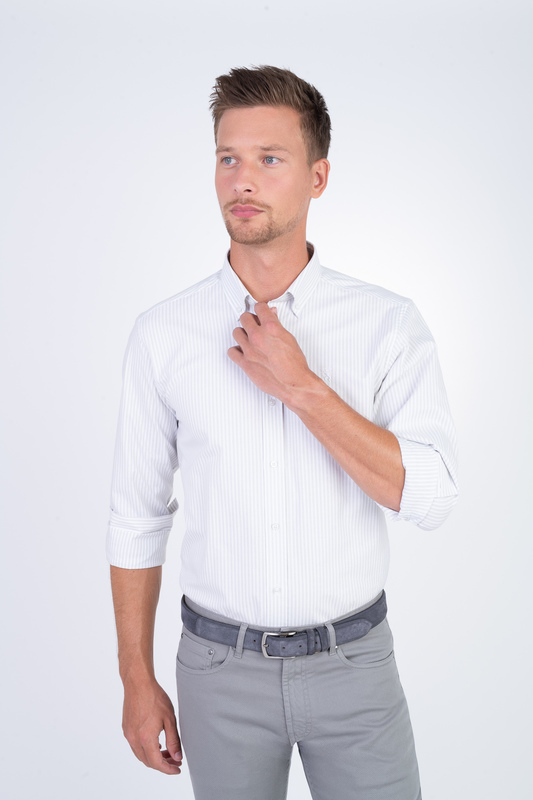 Bavlněná košile s lineárním vzorem Ve volném střihu