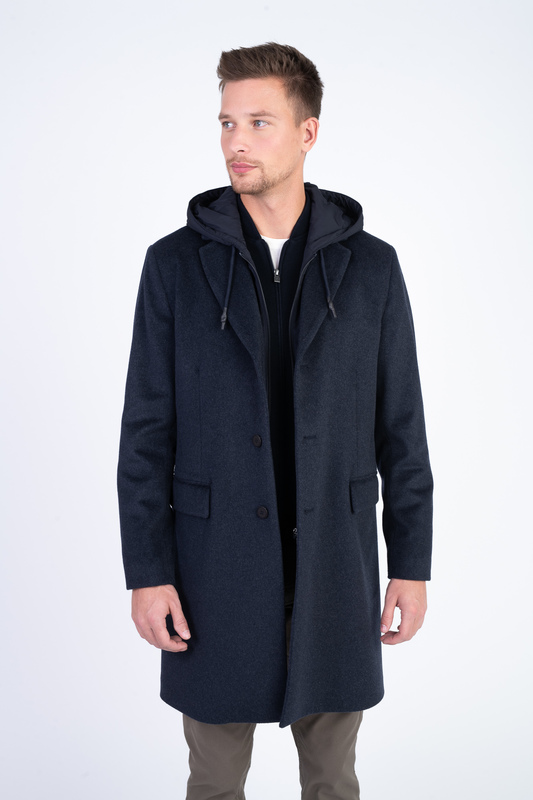 Vlněný plášť s kapucí V pohodlném střihu