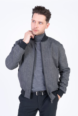 Vlněná bunda s herringbone vzorem V pohodlném střihu