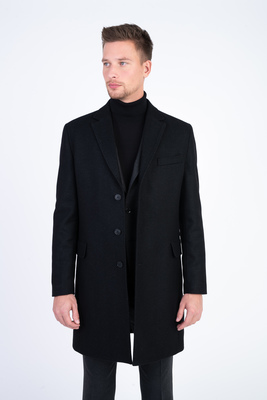 Vlněný plášť s herringbone vzorem V pohodlném střihu Vlněný plášť s herringbone vzorem V pohodlném střihu