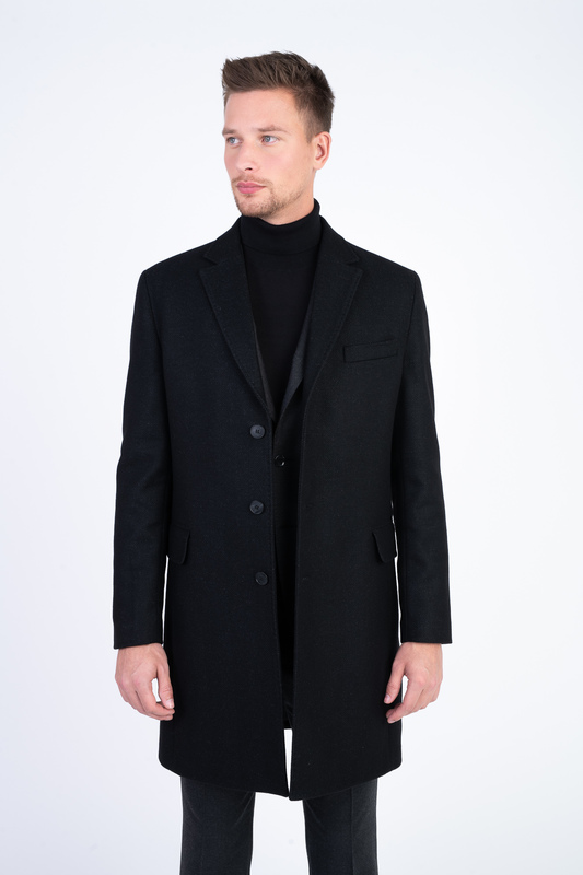 Vlněný plášť s herringbone vzorem V pohodlném střihu