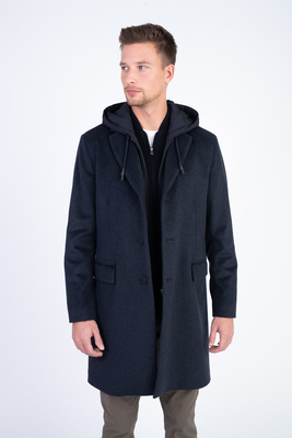 Vlněný plášť s kapucí V pohodlném střihu Vlněný plášť s kapucí V pohodlném střihu