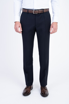 Modré vlněné kalhoty Ve volném střihu Modré vlněné kalhoty Ve volném střihu