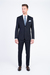 Tmavě modrý vlněný oblek V pohodlném střihu
