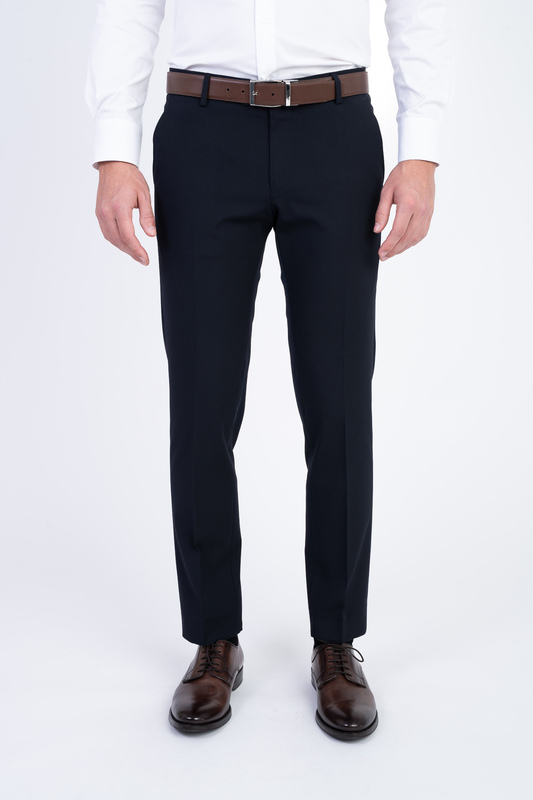 Tmavě modré strečové kalhoty V přiléhavém střihu