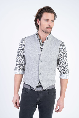 Bavlněná vesta se lnem V pohodlném střihu Bavlněná vesta se lnem V pohodlném střihu